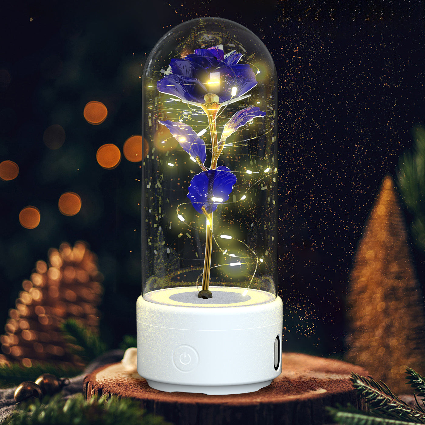 Rose Glow LED Speaker  Romantic Glass Cover Ornament