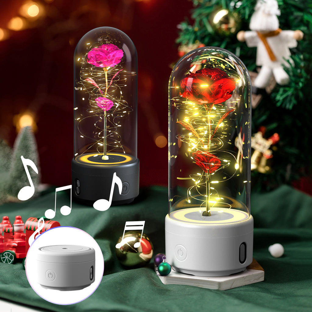 Rose Glow LED Speaker  Romantic Glass Cover Ornament