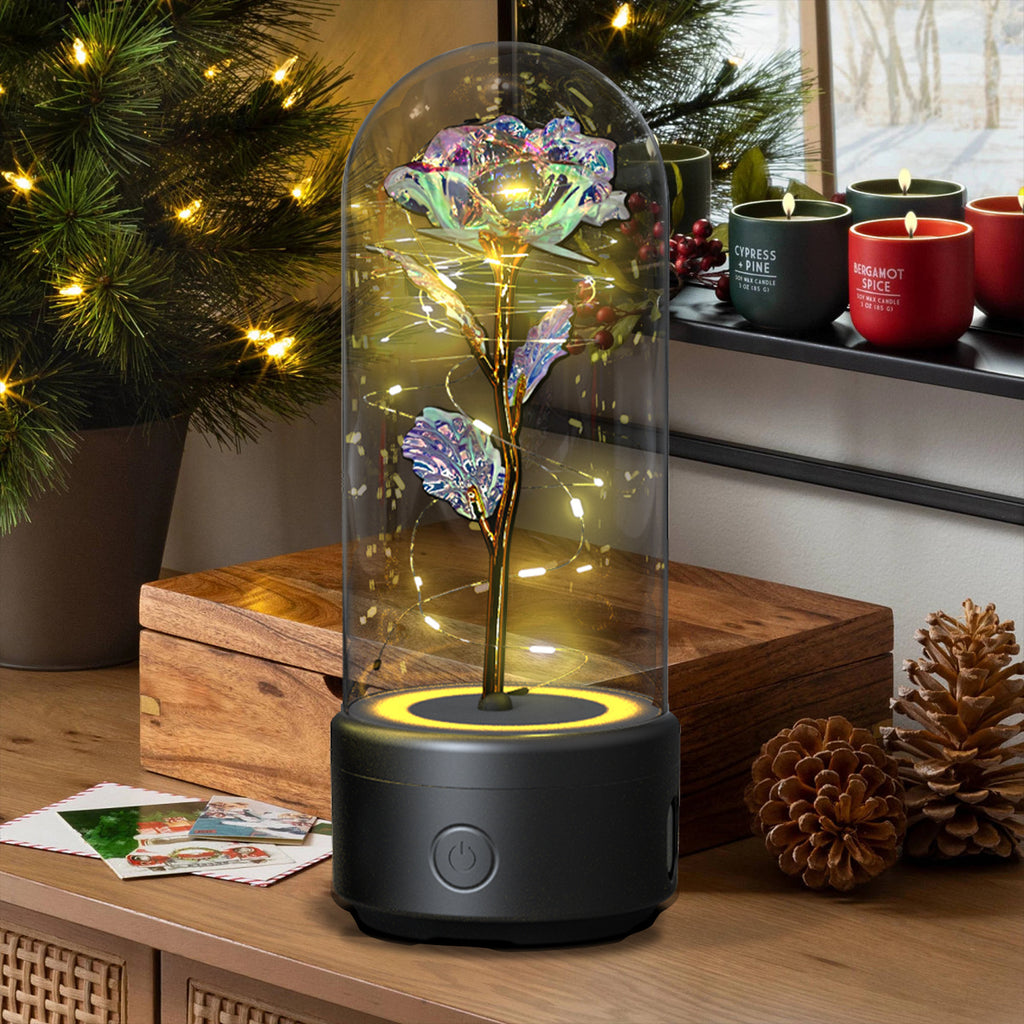 Rose Glow LED Speaker  Romantic Glass Cover Ornament