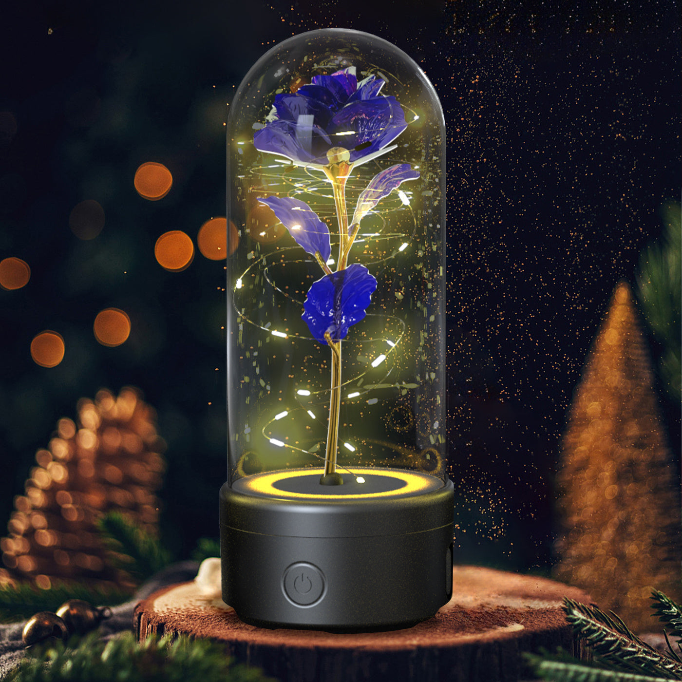 Rose Glow LED Speaker  Romantic Glass Cover Ornament