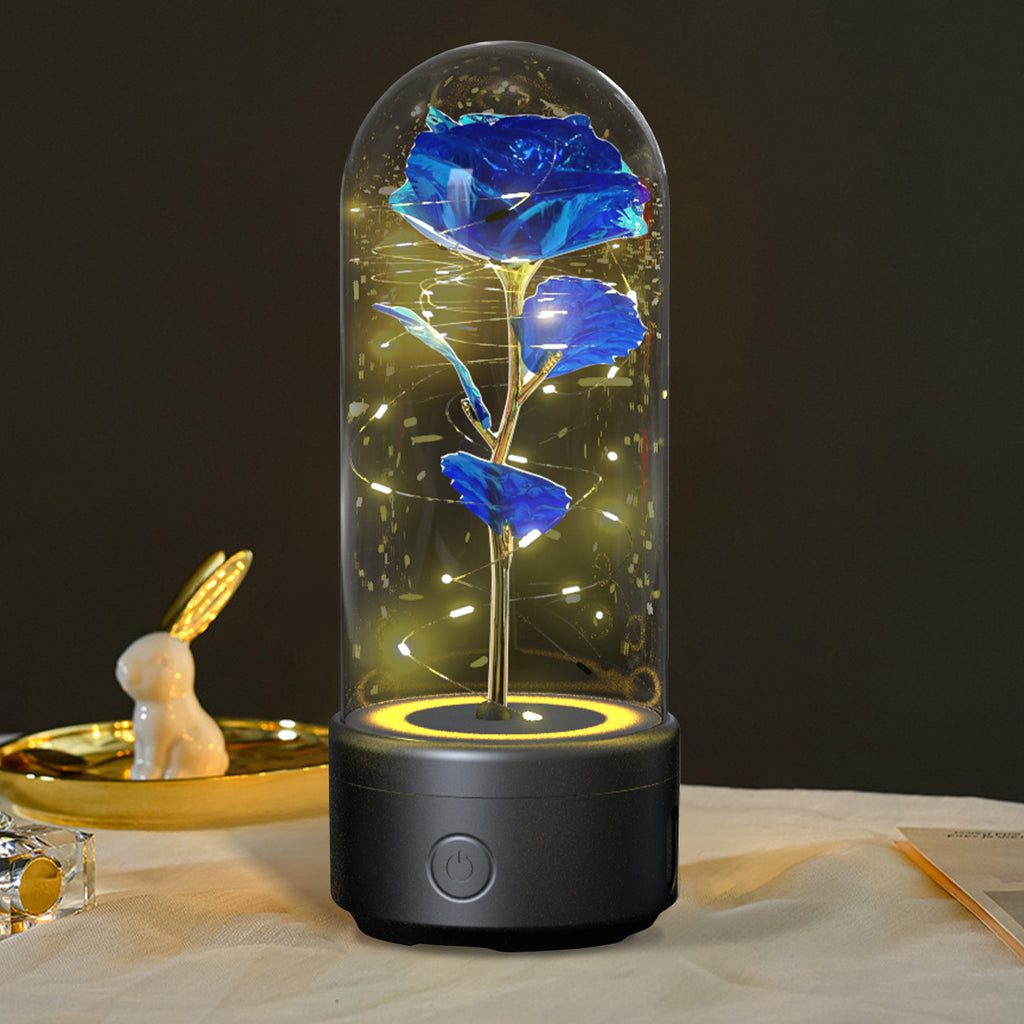 Rose Glow LED Speaker  Romantic Glass Cover Ornament