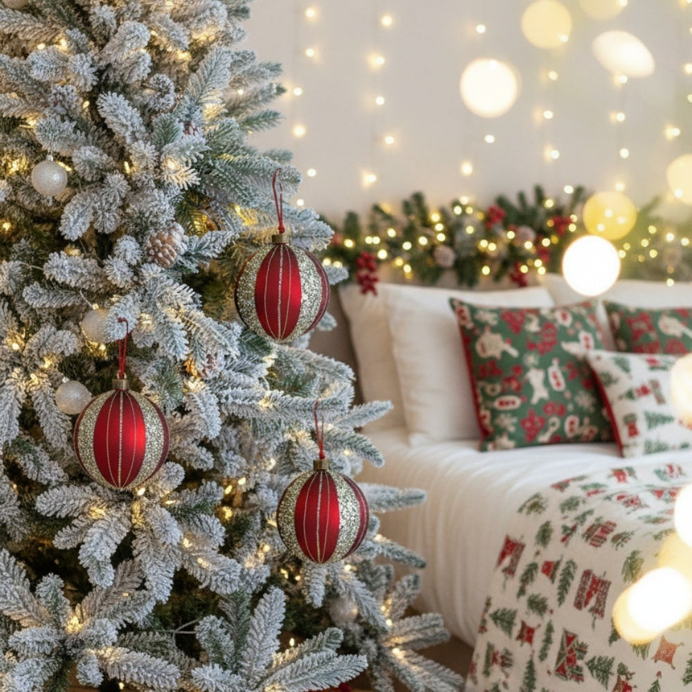 4-Piece Set of 4.7-Inch Christmas Glass Ball Ornaments