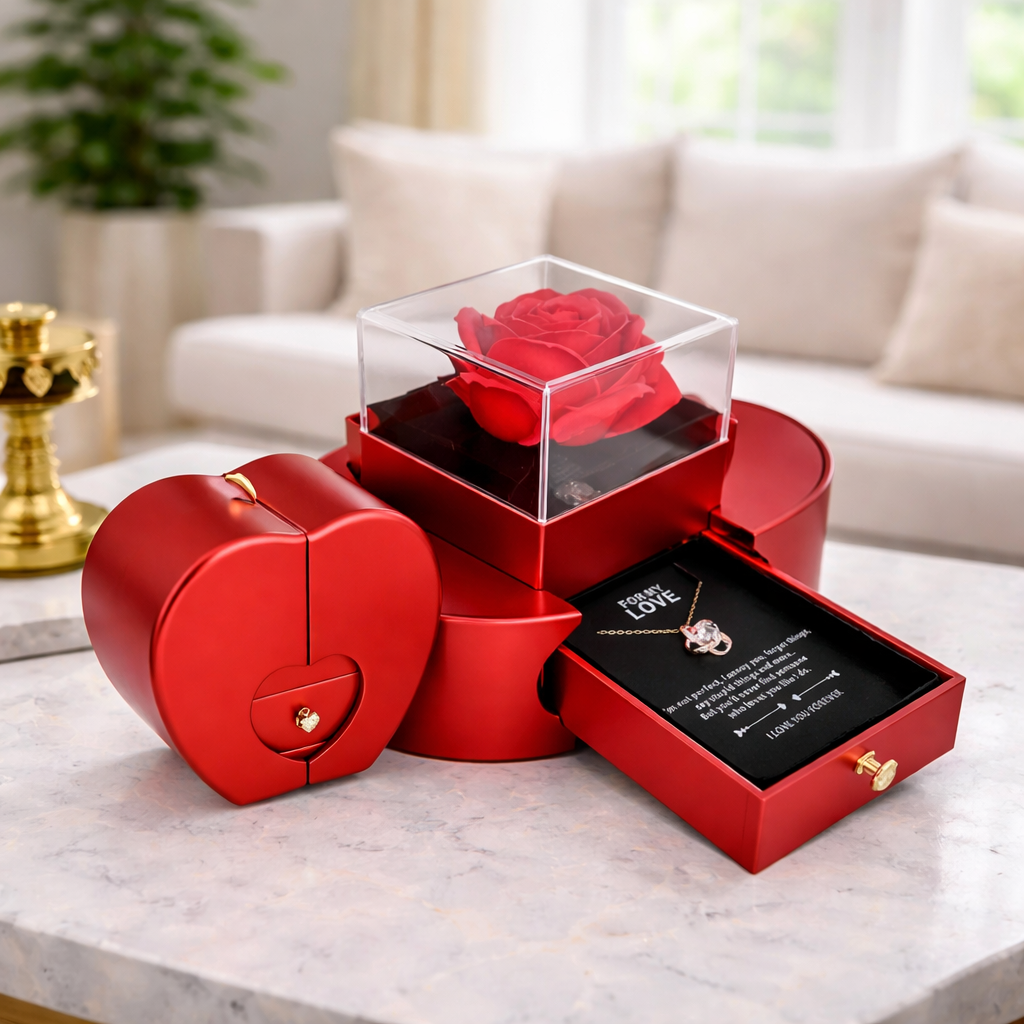 Valentine’s Apple Rose Necklace Set