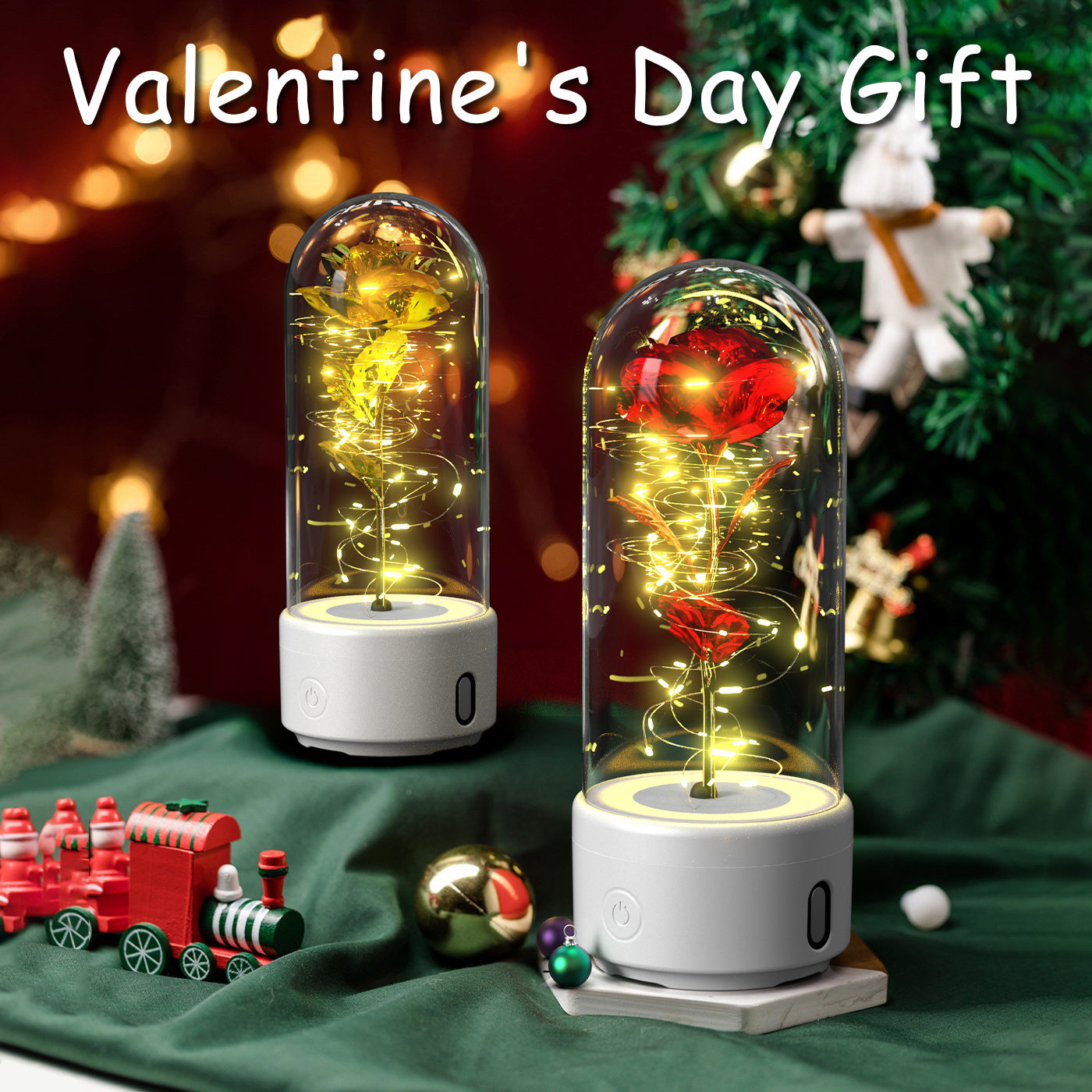 Rose Glow LED Speaker  Romantic Glass Cover Ornament