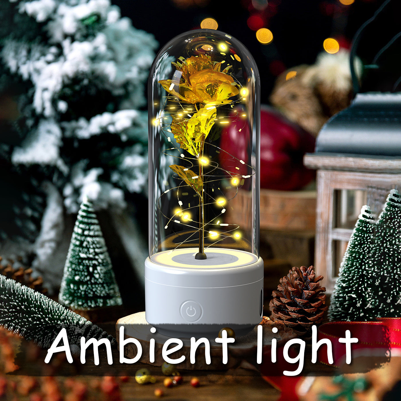 Rose Glow LED Speaker  Romantic Glass Cover Ornament