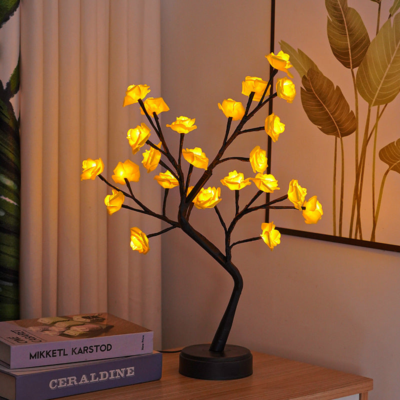 Rose Flower Tree Table Lamp USB Fairy Light Night Lamp