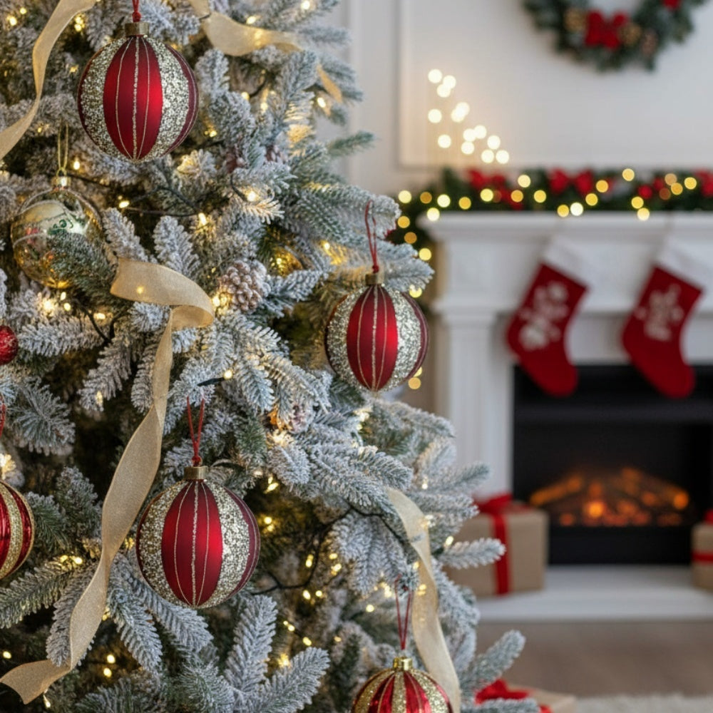 4-Piece Set of 4.7-Inch Christmas Glass Ball Ornaments