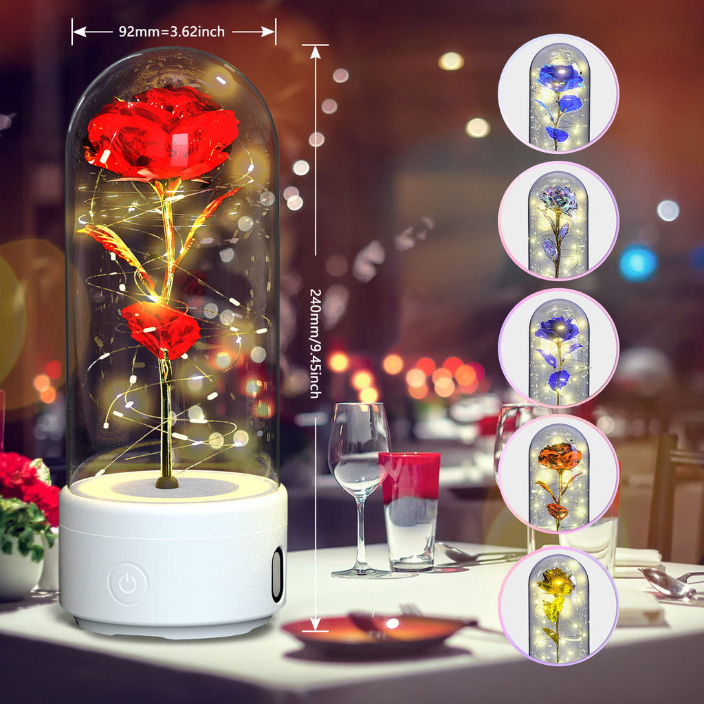 Rose Glow LED Speaker  Romantic Glass Cover Ornament