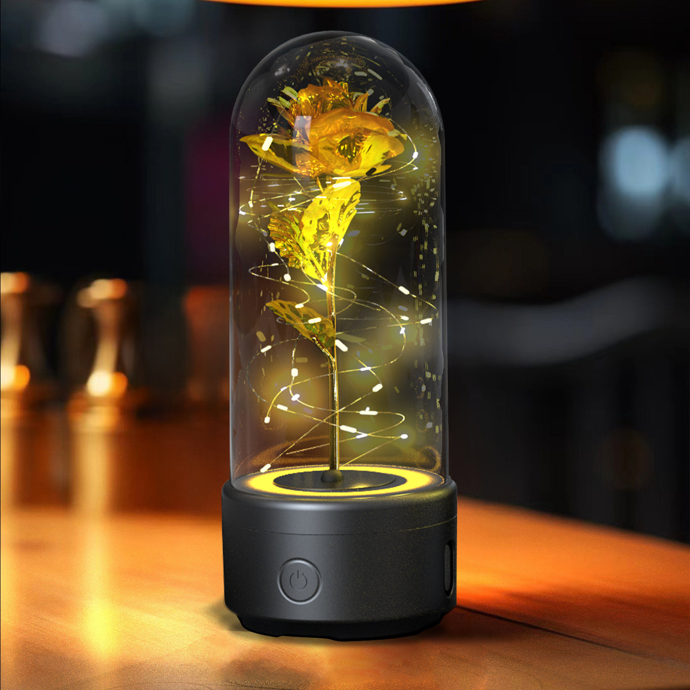 Rose Glow LED Speaker  Romantic Glass Cover Ornament