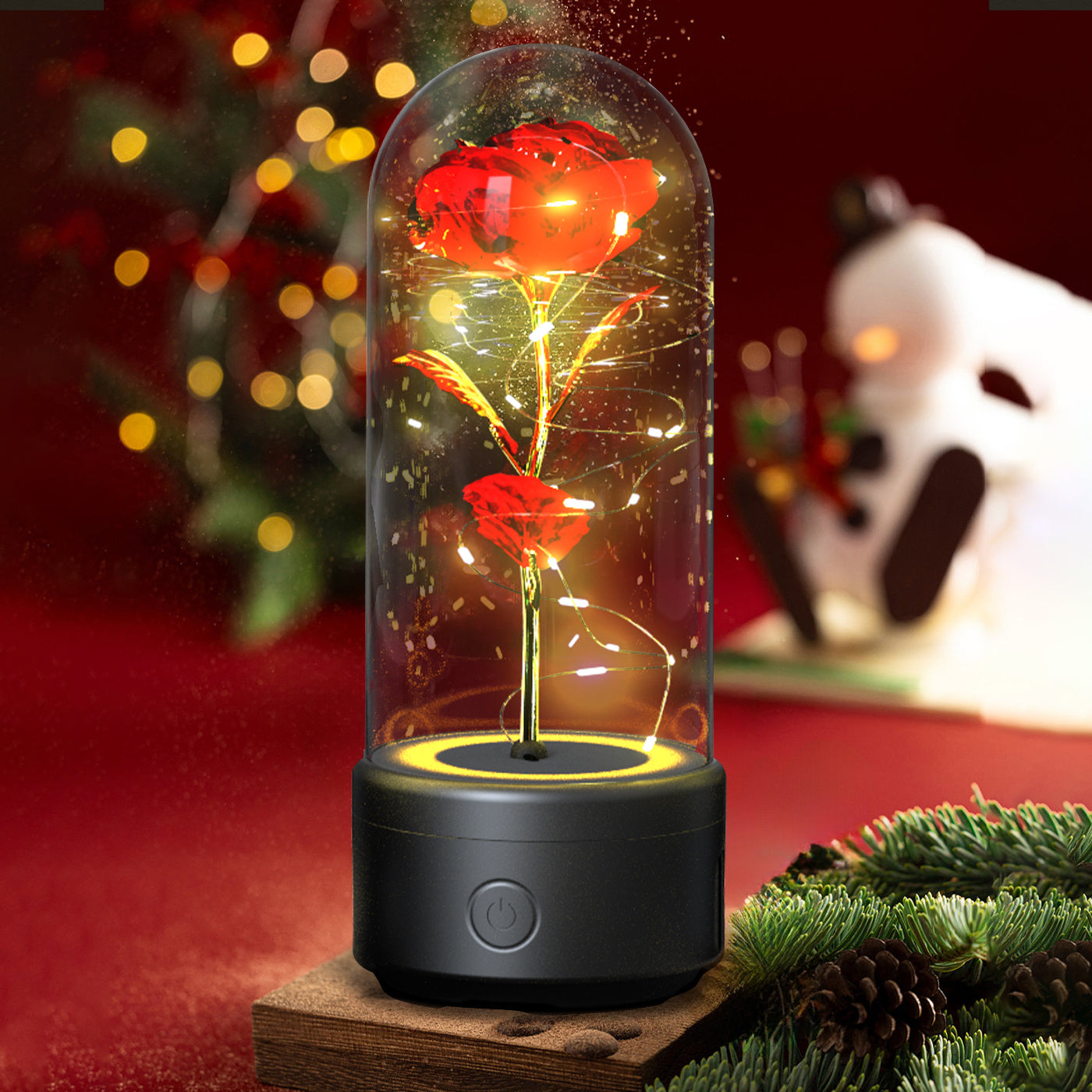 Rose Glow LED Speaker  Romantic Glass Cover Ornament