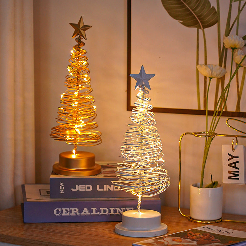 LED Spiral Christmas Tree Table Light Festive Night Lamp Decor