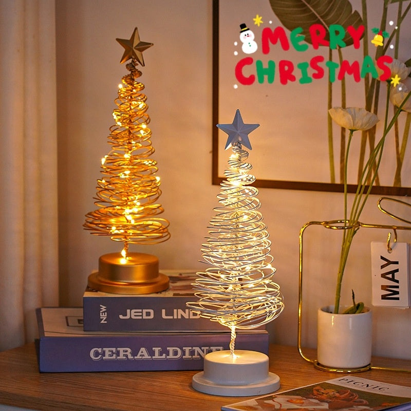LED Spiral Christmas Tree Table Light Festive Night Lamp Decor