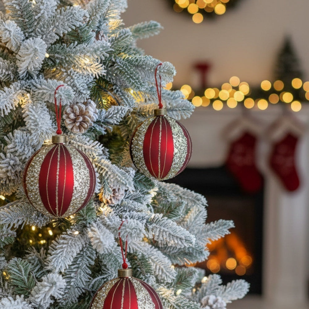 4-Piece Set of 4.7-Inch Christmas Glass Ball Ornaments