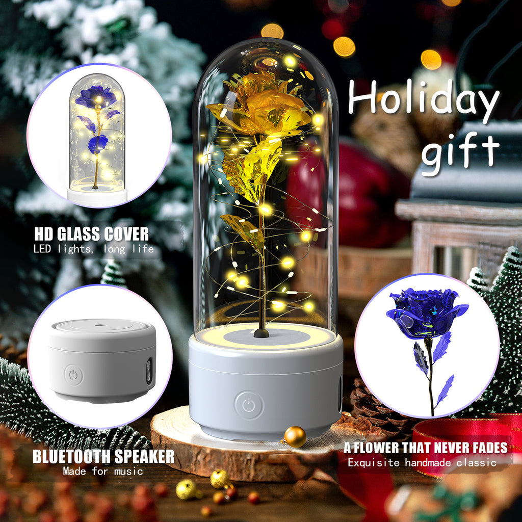 Rose Glow LED Speaker  Romantic Glass Cover Ornament