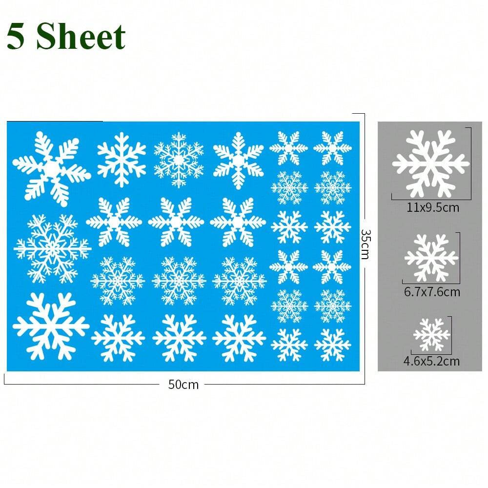 135-Piece Christmas Window Cling Set - Festive Snowflake Decals for Holiday Decorating