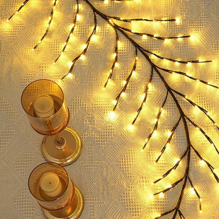 Golden Christmas Ratan Tree Lamp