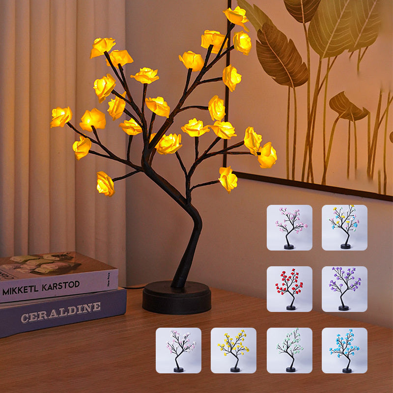 Rose Flower Tree Table Lamp USB Fairy Light Night Lamp
