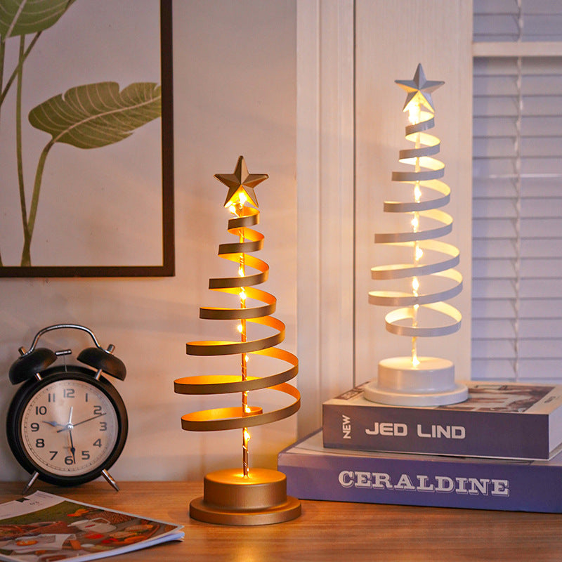 LED Spiral Christmas Tree Table Light Festive Night Lamp Decor