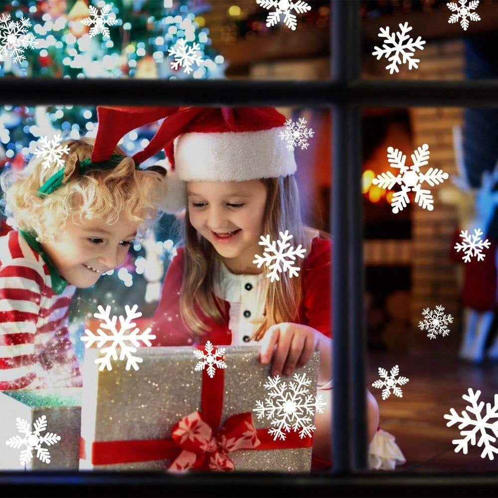 135-Piece Christmas Window Cling Set - Festive Snowflake Decals for Holiday Decorating